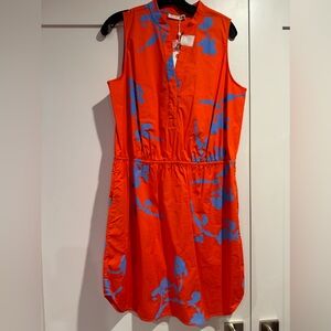Tory Burch, Poppy and blue sleeveless Poplin sundress size 12